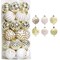 30PCS Christmas Balls Ornaments,60MM Gold&White Painted Shatterproof Festive Wedding Hanging Ornaments Christmas Tree Decoration